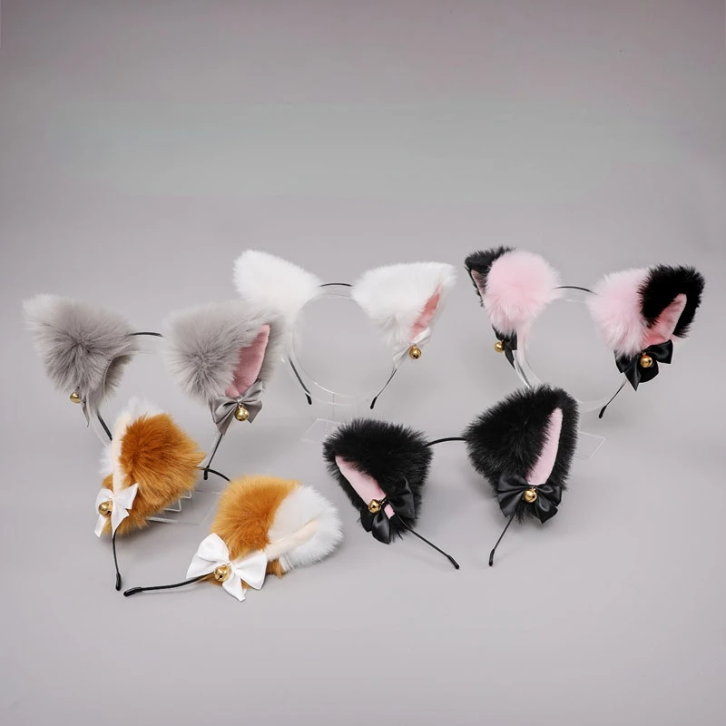 

Lolita Cosplay Cat Ears Headband Anime Dance Party Costume Wolf Fox Ear Plush Hairband Girls Kawaii Hair Accessories Props