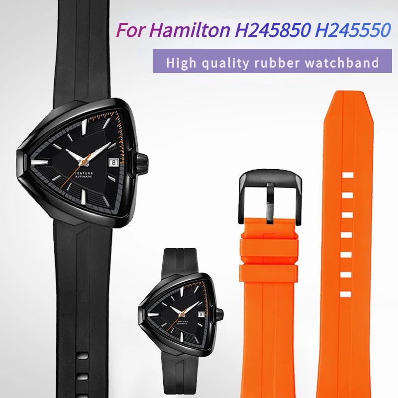 

High Quality Rubber Watchband For Hamilton Adventure H24585331 24551331 H24595331 Elvis 80th Anniversary Men's Watch Strap 20mm