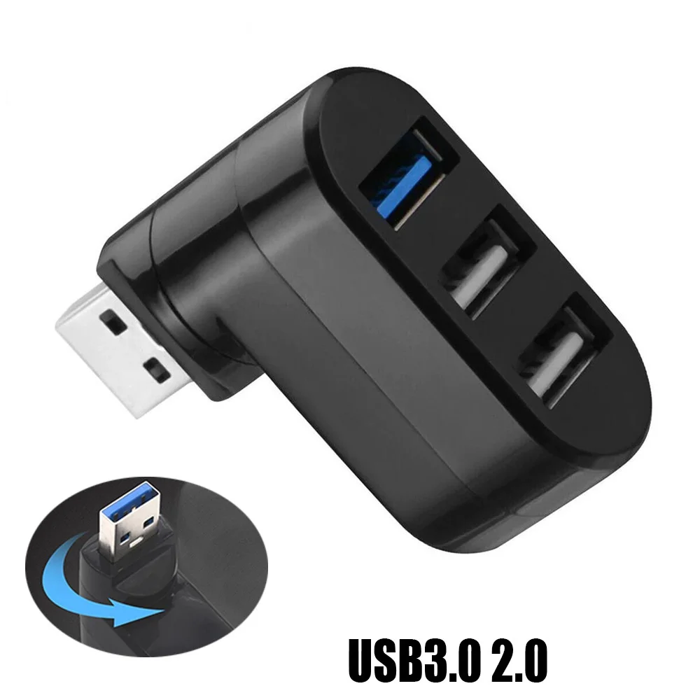 

USB Hub 3.0 Adapter Rotate High Speed U Disk Reader Splitter 3 Ports USB 2.0 for Computer PC Laptop Mac Mini Accessories