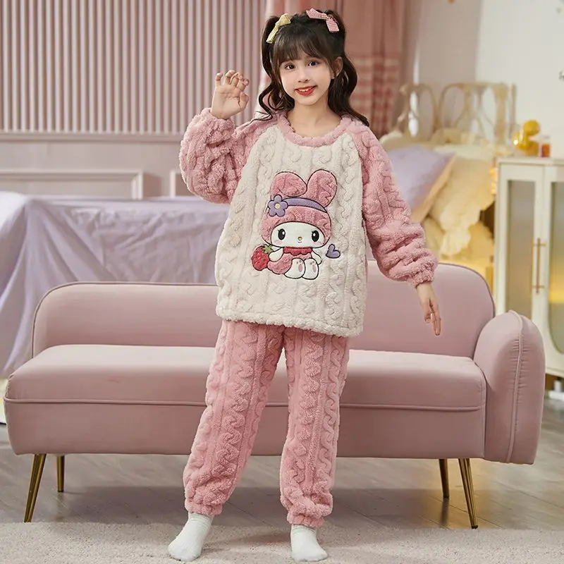 Sanrio Girls Coral Fleece Pyjamas My Melody Kawaii Anime Kuromi Pompompurin Winter Children Home Wear Clothes Gift for Kids
Sanrio Girls Coral Fleece Pyjamas My Melody Kawaii Anime Kuromi Pompompurin Winter Children Home Wear Clothes Gift for Kids