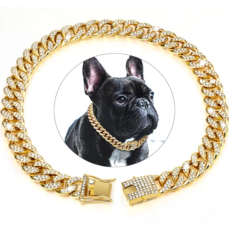 Dog Chain Diamond Cuban Collar Walking Metal Chain Collar with Design Secure Buckle, Pet Cat Cuban Collar Jewelry Accessories
Dog Chain Diamond Cuban Collar Walking Metal Chain Collar with Design Secure Buckle, Pet Cat Cuban Collar Jewelry Accessories