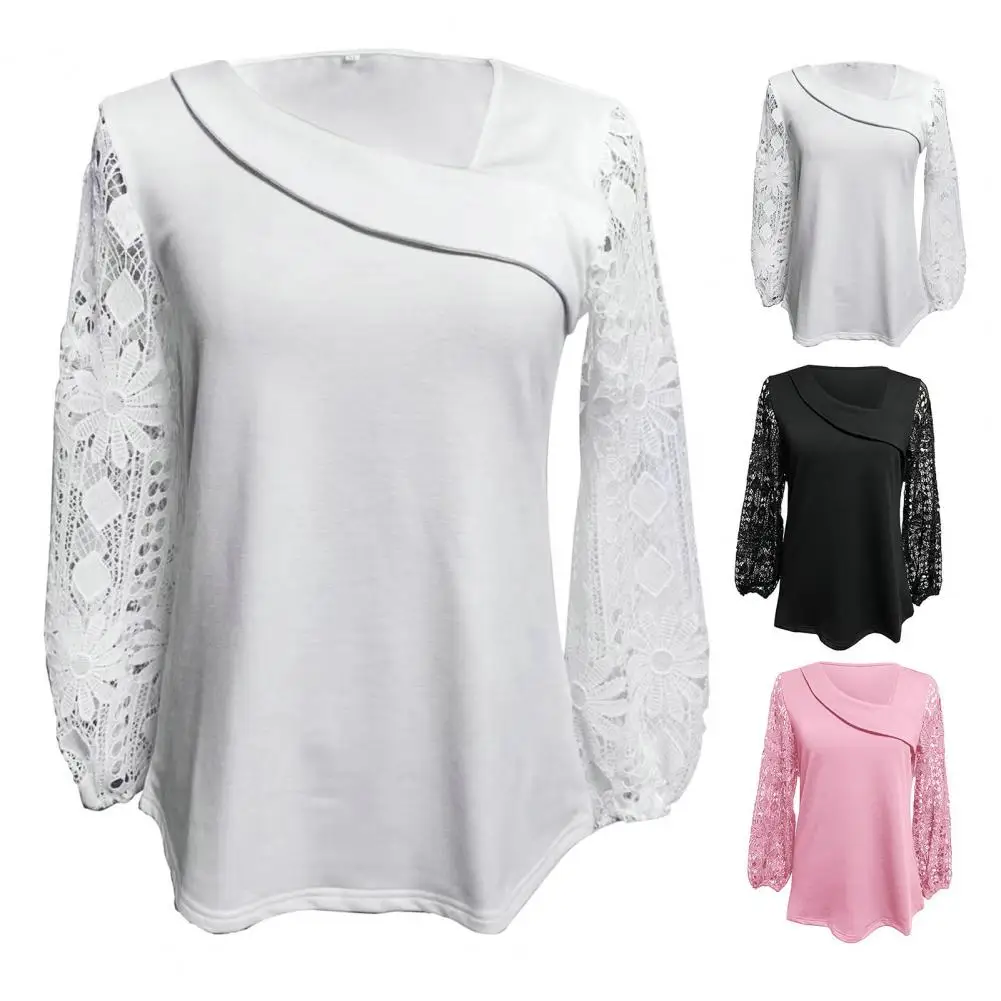 Skew Collar Shirt Women's Skew Collar Lace Patchwork Shirt Hollow Out Lantern Sleeve Top for Spring Autumn Casual Wear Women
Skew Collar Shirt Women's Skew Collar Lace Patchwork Shirt Hollow Out Lantern Sleeve Top for Spring Autumn Casual Wear Women