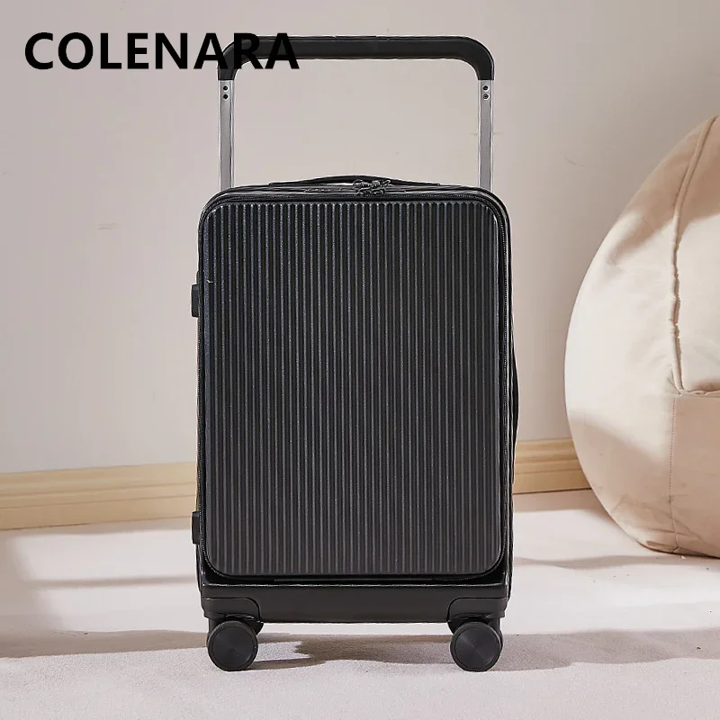 

COLENARA Laptop Suitcase 20"22"24"26 Inch Multifunctional Trolley Case Front Opening Boarding Case ABS+PC Rolling Luggage