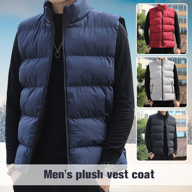 Autumn Winter Men Vests Warm Windproof Jackets Solid Color Stand Collar Sleeveless Bubble Coat Quilted Padded Waistcoats
Autumn Winter Men Vests Warm Windproof Jackets Solid Color Stand Collar Sleeveless Bubble Coat Quilted Padded Waistcoats