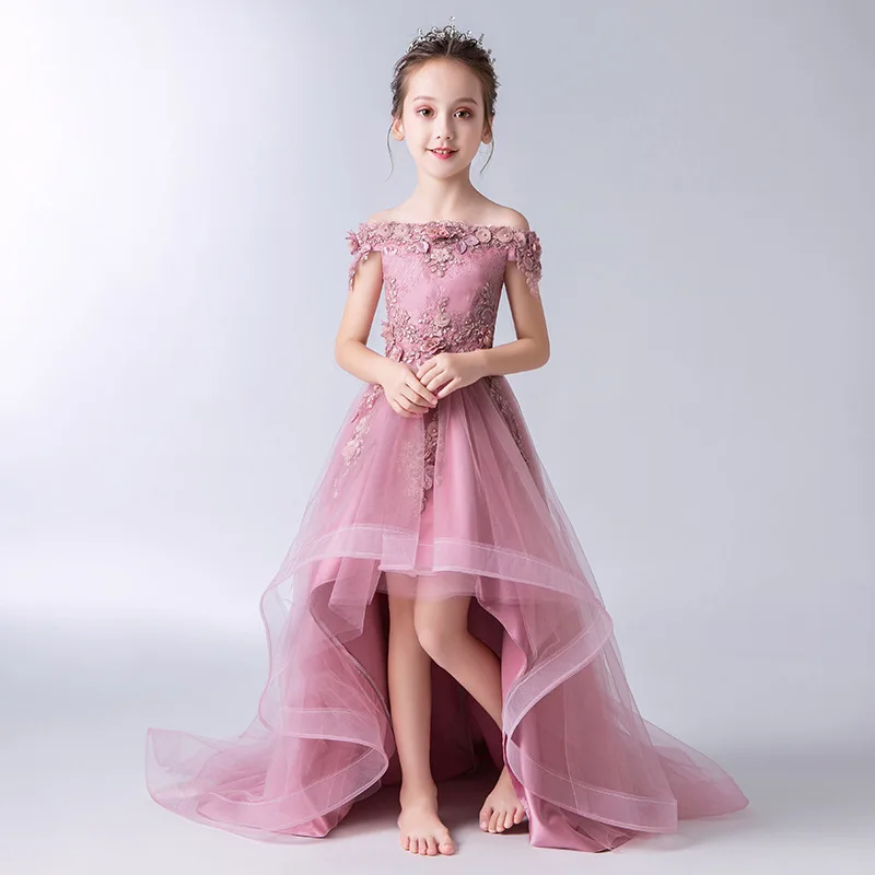 

Princess Bridemaid Dress for Girls Party Flower Clothes Children Mermaid Wedding Girl Dresses Eid Kid Pink Tutu Boutique Elegant