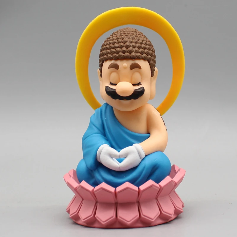 

10.5cm Anime Cute Super Mario Figures LOVE U Mario Figure Buddha Statue Game Model PVC Collection Toys Funny Car Ornaments Gift