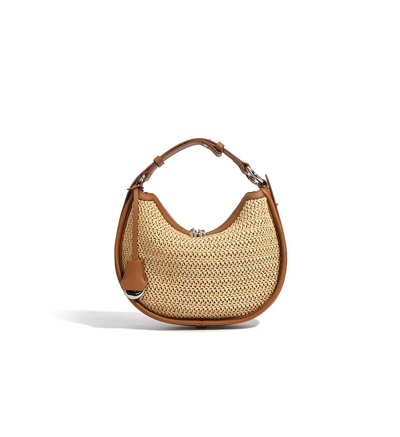 Raffia Leather Moon Bag - 2025 Crescent Tote 13 Se0abf196d1114b1989737d8bacdc4508l