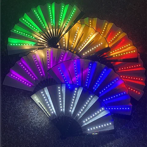 

Glow Folding LED Fan Dancing Lights Fan Night Show Fluorescent Bar Night Club Party Gifts Glow In The Dark Festival Accessories