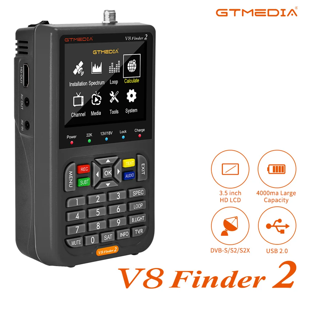 

GTMedia V8 Finder2 Satellite Finder Signal Meter HD 1080P 3.5" LCD Satellite Finder H.264 8 Bit Decoding For Adjusting Sat Dish