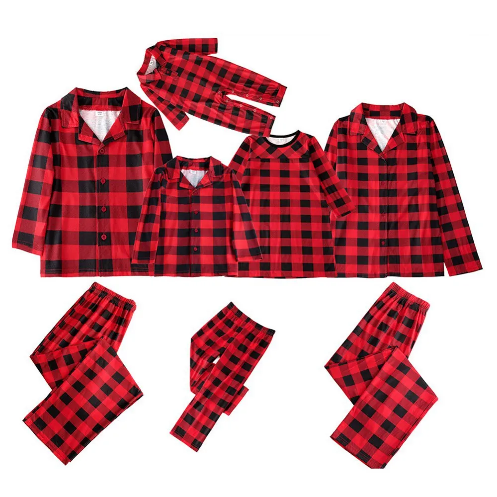 Parent-Child Two-Piece Lapel Pajamas Suit Christmas Classic Red Black Plaid Print Casual Homewear Family Matching Outfits
Parent-Child Two-Piece Lapel Pajamas Suit Christmas Classic Red Black Plaid Print Casual Homewear Family Matching Outfits
