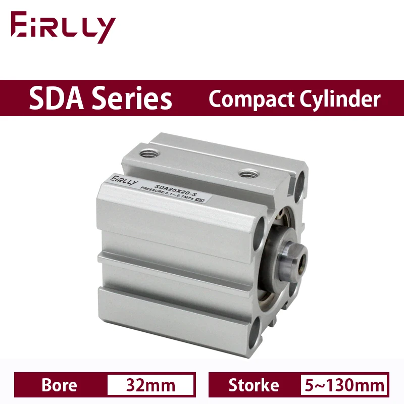 

Air Cylinder Double Acting Female Thread SDA series Pneumatic Compact 32mm Bore to 5 10 15 20 25 30 35 40 45 50 55~100mm Stroke