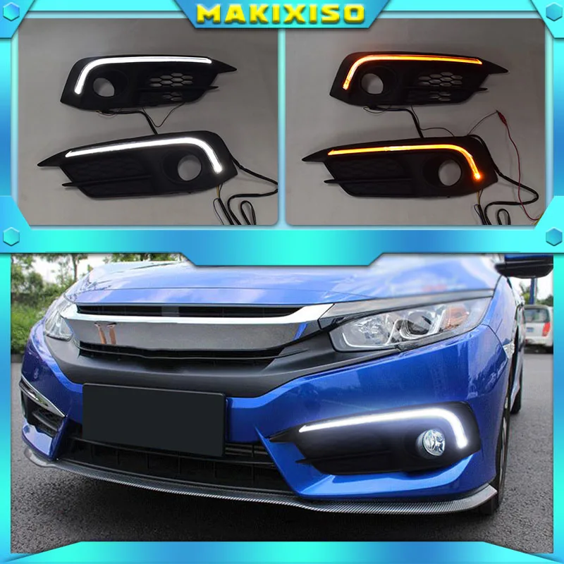 For Honda Civic 2016 2017 2018 12V LED Car DRL Daytime Running Light Driving Daylight fog lamp with Turn Signal style Relay
For Honda Civic 2016 2017 2018 12V LED Car DRL Daytime Running Light Driving Daylight fog lamp with Turn Signal style Relay