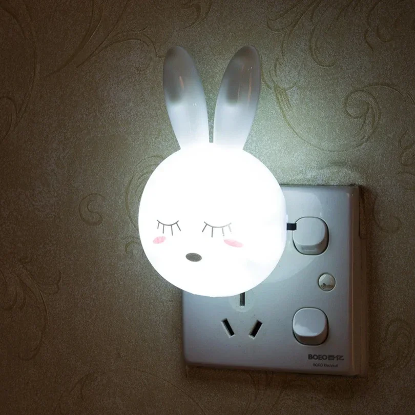 

Switch ON/OFF Wall Light Cartoon Rabbit Night Lamp AC110-220V EU US Plug Bedside Lamp For Children Kids Baby Gifts 3 Colors LED