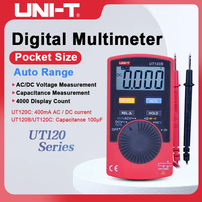 

Цифровой мультиметр UNI-T UT120A UT120B UT120C, карманный измеритель переменного/постоянного тока, Функция измерения относительного значения, миниатюрный цифровой амперметр