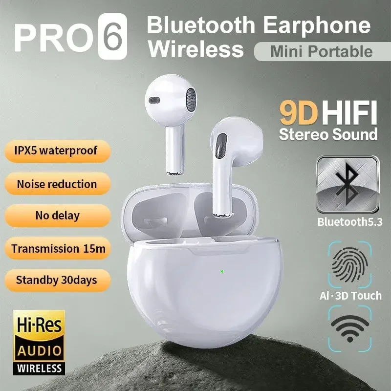 Беспроводные наушники Air Pro 6 TWS с микрофоном, наушники Bluetooth, Спортивная гарнитура для бега для Apple iPhone Xiaomi Pro6, наушники
Беспроводные наушники Air Pro 6 TWS с микрофоном, наушники Bluetooth, Спортивная гарнитура для бега для Apple iPhone Xiaomi Pro6, наушники
