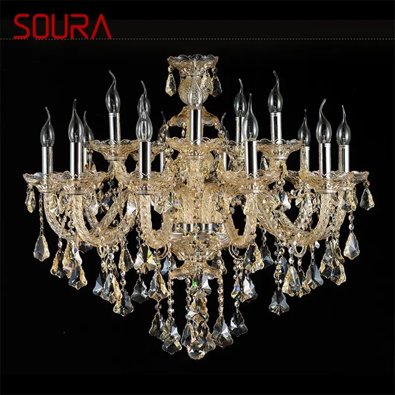 

SOURA European Style Chandelier Lamps LED Crystal Candle Pendant Hanging Lighting Luxury Fixtures for Home Hotel Villa Hall