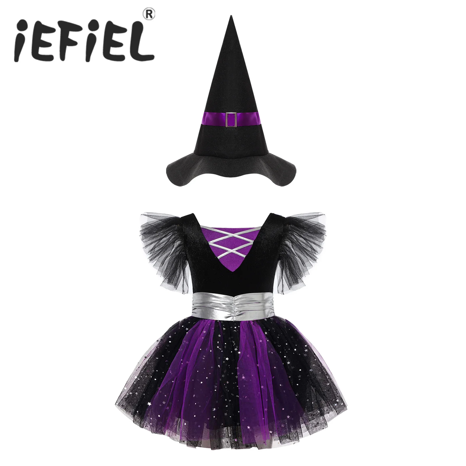 

Детский костюм ведьмы на Хэллоуин для девочек, карнавальное платье-пачка с рисунком рандея, одежда для ролевых игр