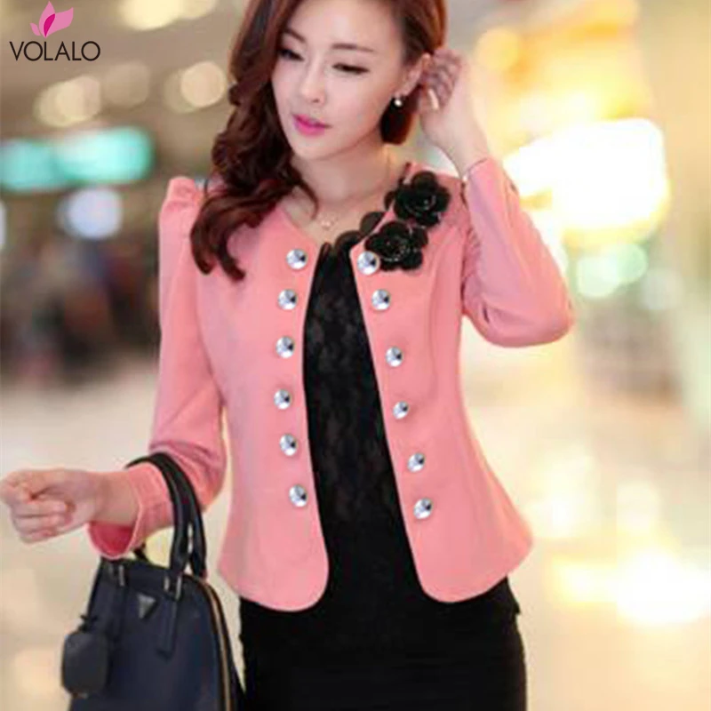 

VOLALO New Feminino Spring Ol Summer Style Slim Female Coat Short Woman Clothes Jackets Suits Outdwear Coat Women