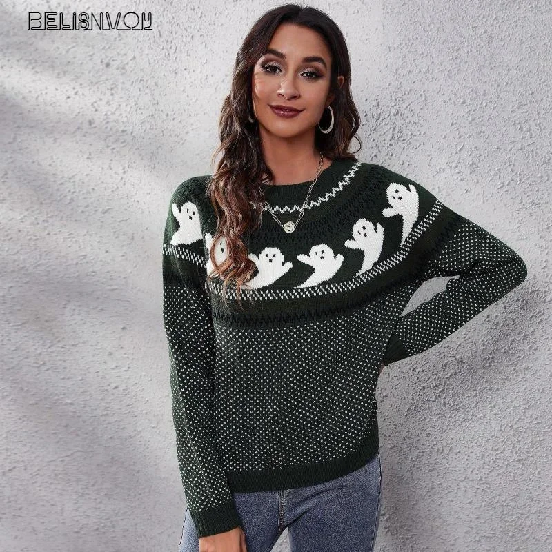 Gothic Halloween Ghost Pattern Sweater Women Knitted Tops Loose Long Sleeves Autumn Winter Streetwear 2023 Girl Pullover
Gothic Halloween Ghost Pattern Sweater Women Knitted Tops Loose Long Sleeves Autumn Winter Streetwear 2023 Girl Pullover