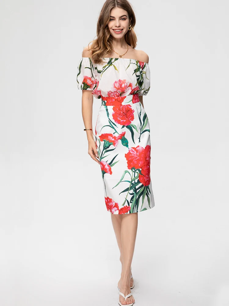 Fashion Designer Women Skirt Suit Summer Party Vacation Slash Neck Top+Empire Half Dress Two Piece Set
Fashion Designer Women Skirt Suit Summer Party Vacation Slash Neck Top+Empire Half Dress Two Piece Set