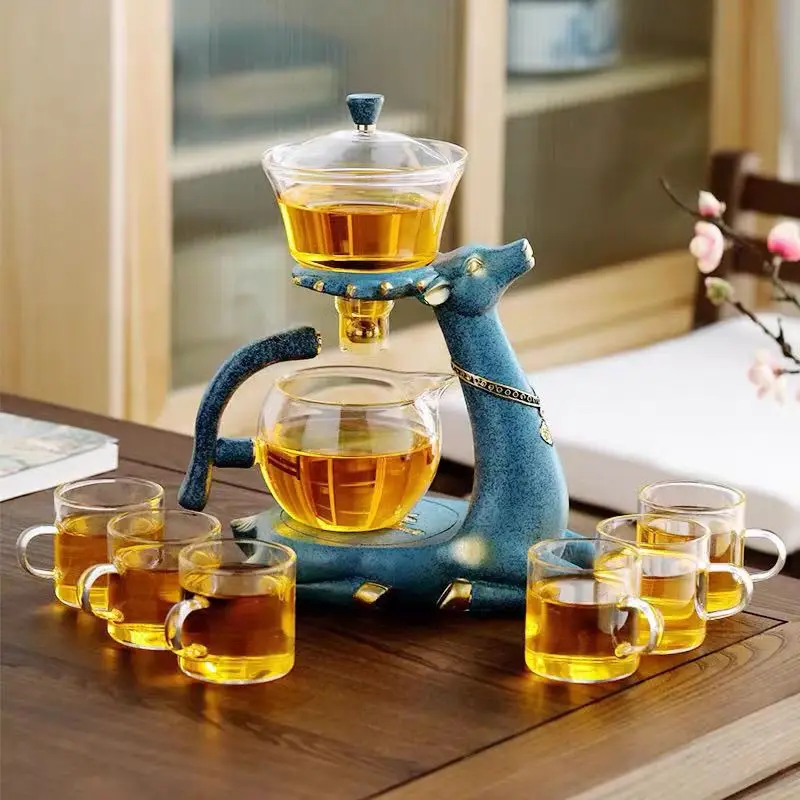 

High borosilicate Heat-resistant glass tea maker Semi-automatic Lazy tea set Glass Teapot Gongfu Tea Set Chinese Teapots Teaware