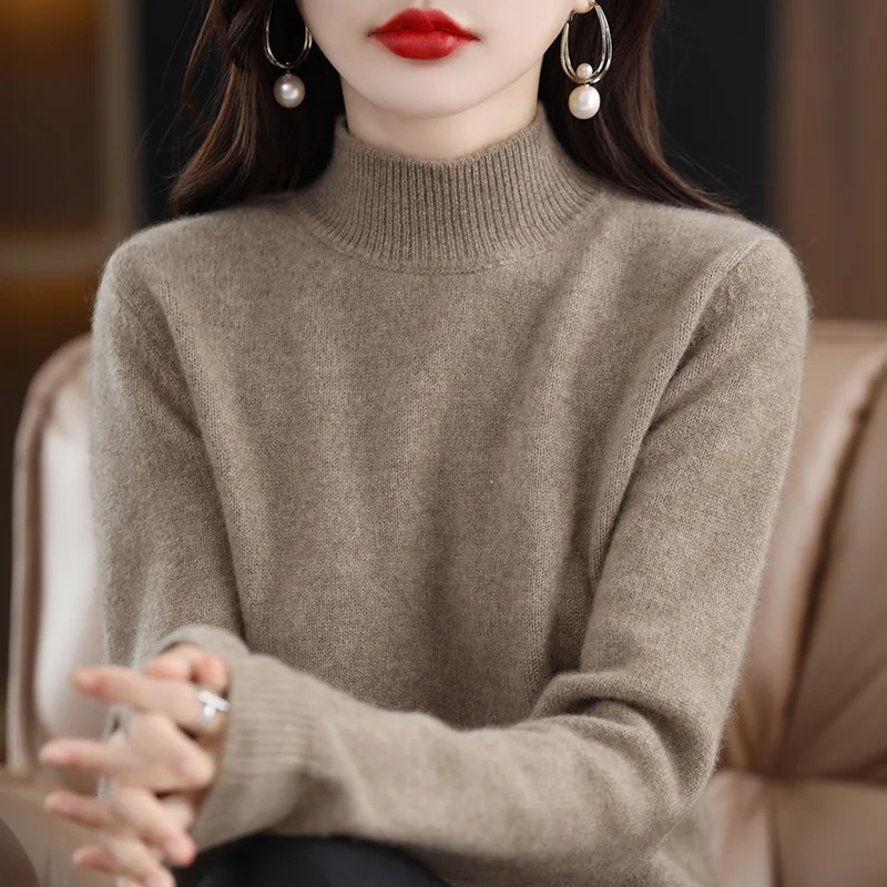 Half-height collar cashmere sweater women's new thick slim pullover jumper short top knitted inside with wool undershirt
Half-height collar cashmere sweater women's new thick slim pullover jumper short top knitted inside with wool undershirt