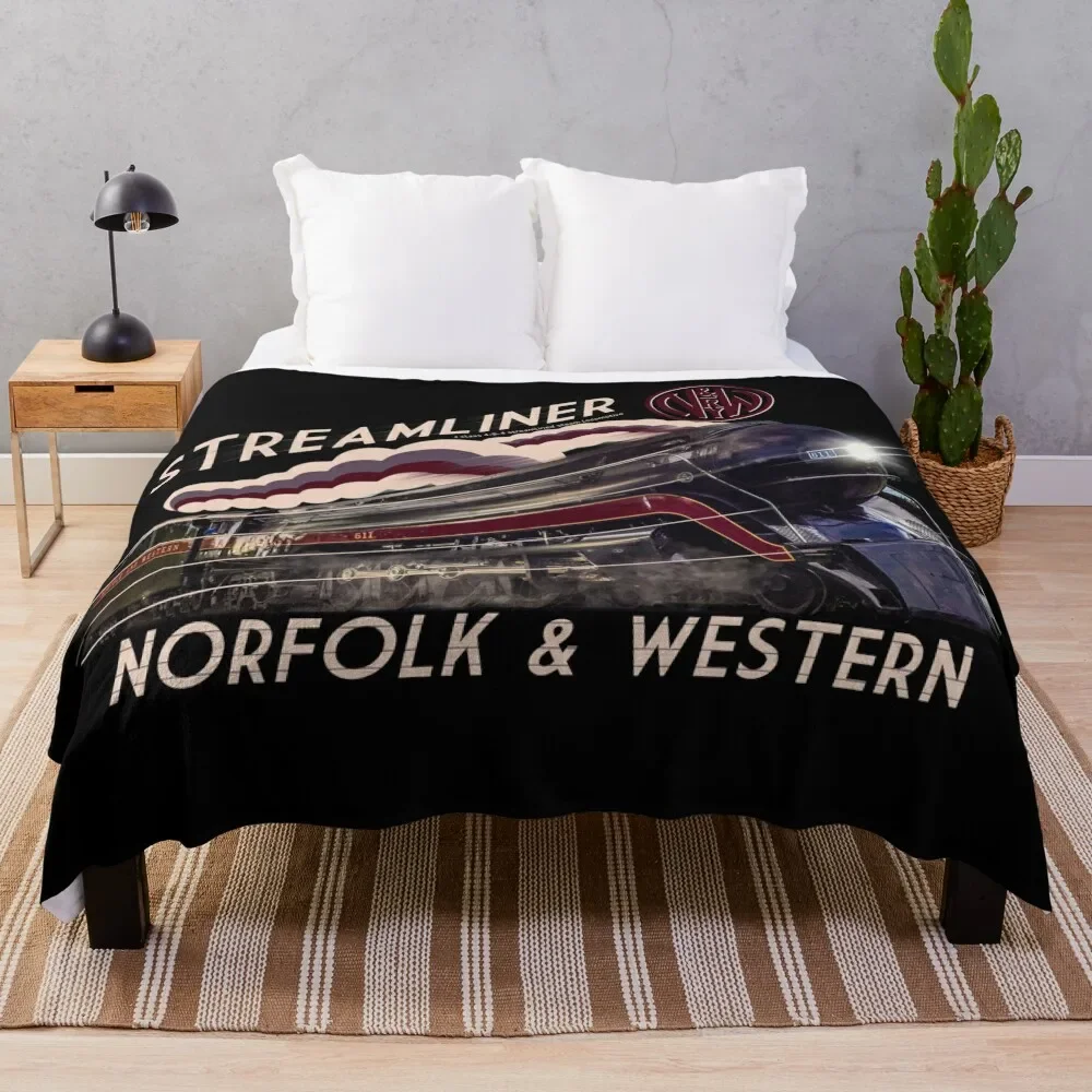 

The Gorgeous Norfolk and Western Streamliner Steam Train Locomotive Engine Throw Blanket Nap Blankets