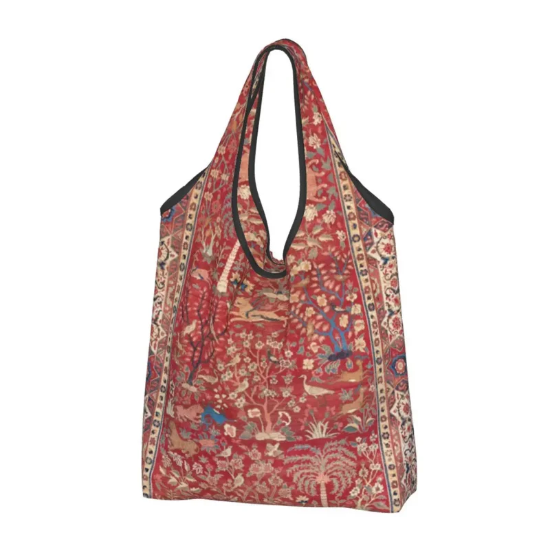 Reusable Antique Persian Carpet With Trees Ibexes And Birds Shopping Women Tote Bag Portable Bohemian Groceries Shopper Bags
Reusable Antique Persian Carpet With Trees Ibexes And Birds Shopping Women Tote Bag Portable Bohemian Groceries Shopper Bags