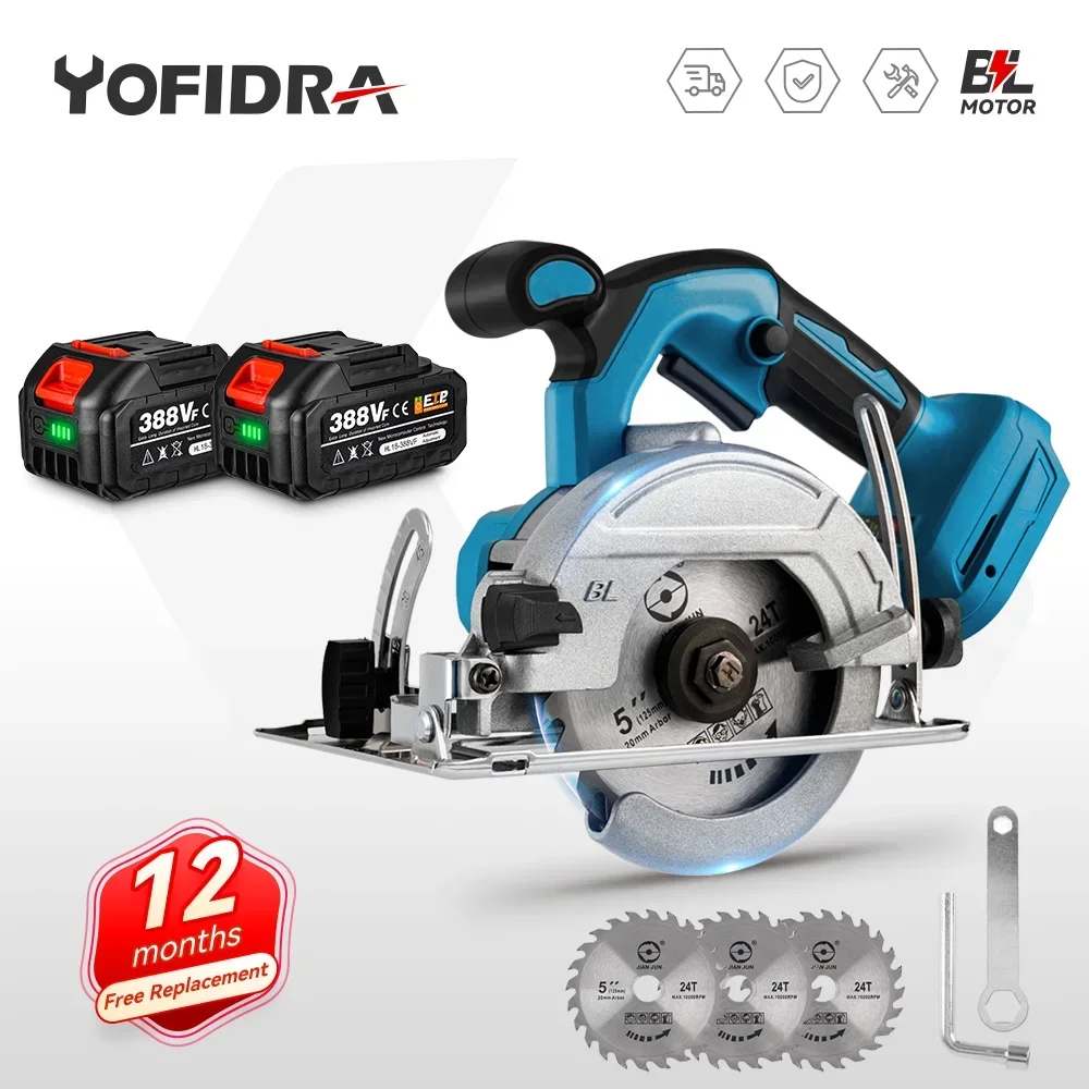 Yofidra 5 Inch 125mm Brushless Cordless Electric Circular Saw 0° to 45° Adjustable Wood Cuttiing Machine For Makita 18V Battery
Yofidra 5 Inch 125mm Brushless Cordless Electric Circular Saw 0° to 45° Adjustable Wood Cuttiing Machine For Makita 18V Battery