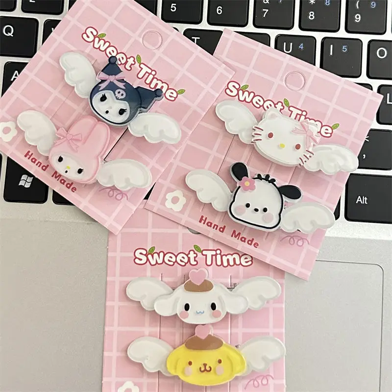 Заколки для волос Angel Sanrio с крыльями, милая девушка, сердечко, челка, боковой зажим, Kuromi Mymelody Cinnamoroll почтовый аксессуар, студенческий мультяшный головной убор
Заколки для волос Angel Sanrio с крыльями, милая девушка, сердечко, челка, боковой зажим, Kuromi Mymelody Cinnamoroll почтовый аксессуар, студенческий мультяшный головной убор
