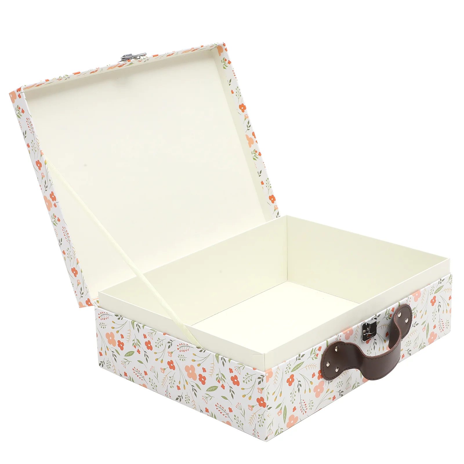 

Paperboard Suitcases Cardboard Suitcase Box Handle Vintage Decorative Box Flower Print Doll Clothes Storage Decorative Gift