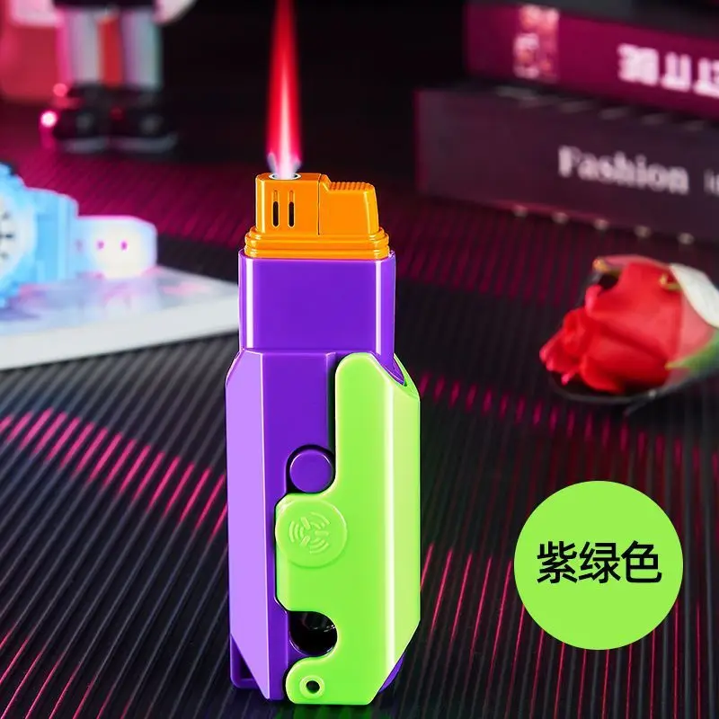 

Radish Knife Lighter Windproof Cool Foldable Cartoon Cigar Lighter Inflated Jet Pink flame Fuel lighter Refillable Butane Gas