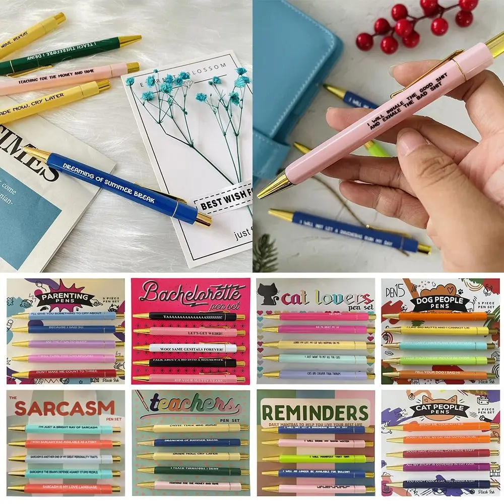 5Pcs/Set Push Type Daily Reminders Pens Set Creative Plastic Sarcasm Pen Bachelorette Pens Stationery Signature Pens School
5Pcs/Set Push Type Daily Reminders Pens Set Creative Plastic Sarcasm Pen Bachelorette Pens Stationery Signature Pens School