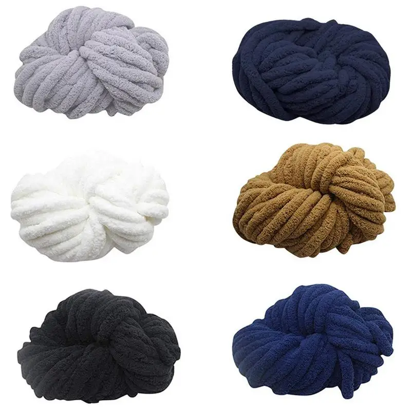 

DIY Chunky Chenille Yarn Chunky Blanket Knitting Yarn Luxury Thick Chenille Jumbo Weaving Crochet Craft Yarns For Throw Blank