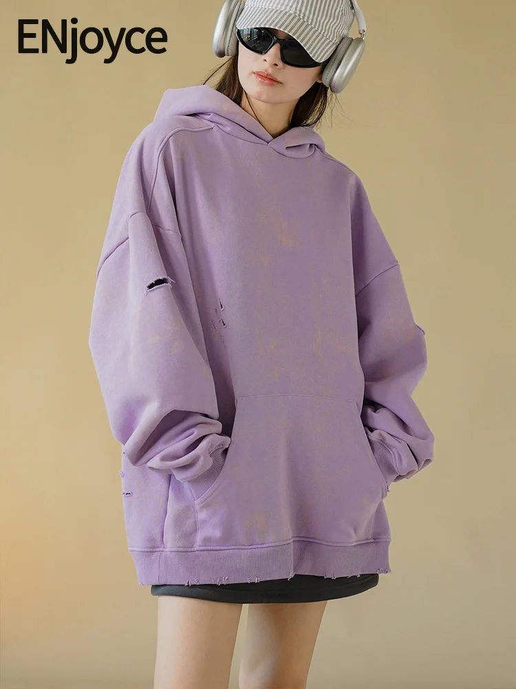 Женская толстовка с длинным рукавом ENjoyce, винтажная теплая толстовка с дырками, Свободный пуловер в уличном стиле, Y2K, зима 2019 
Женская толстовка с длинным рукавом ENjoyce, винтажная теплая толстовка с дырками, Свободный пуловер в уличном стиле, Y2K, зима 2019