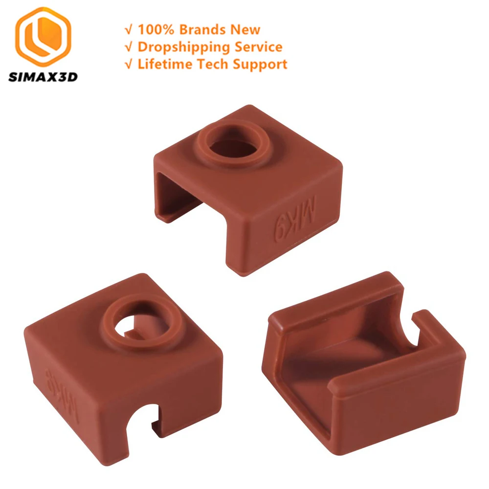 

Brown 3D Printer Heater Block Silicone Socks MK7 MK8 MK9 Silicone Socks for Creality Ender 3/3 Pro/5/5 Pro CR-10/10S Hotend