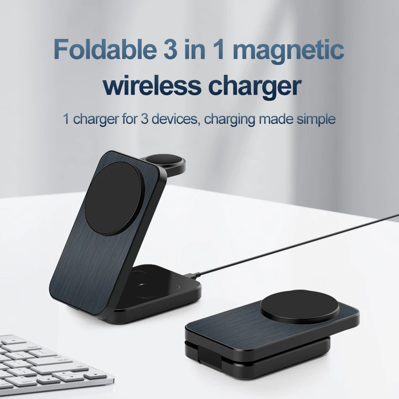 Hot sale 3 in 1 magnetic wireless charger 15W fast charging foldable magsafe wireless charger station
Hot sale 3 in 1 magnetic wireless charger 15W fast charging foldable magsafe wireless charger station