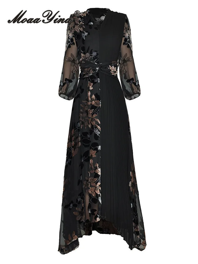 Модельное летнее платье MoaaYina, Новое поступление, женское Сетчатое лоскутное платье с рукавами-фонариками и цветочным принтом, элегантное платье макси 
Модельное летнее платье MoaaYina, Новое поступление, женское Сетчатое лоскутное платье с рукавами-фонариками и цветочным принтом, элегантное платье макси
