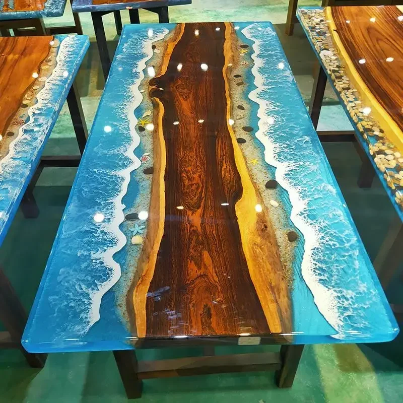 

Epoxy resin river table waves solid wood rosewood household log tea table coffee table whole board book desktop