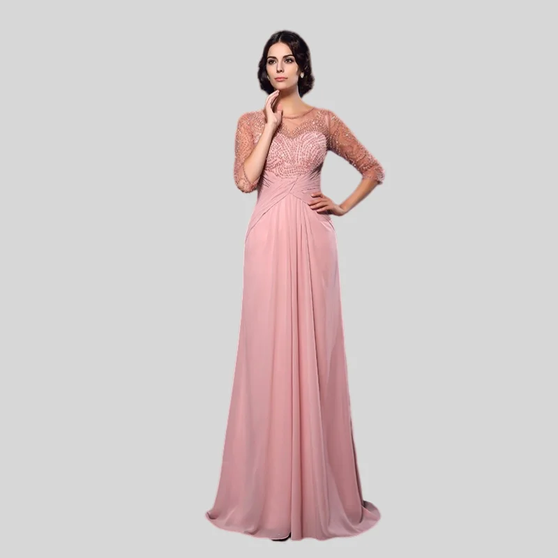 Pink Mother Of The Bride Dresses A-line 3/4 Sleeves Chiffon Beaded Plus Size Long Groom Mother Dresses For Wedding
Pink Mother Of The Bride Dresses A-line 3/4 Sleeves Chiffon Beaded Plus Size Long Groom Mother Dresses For Wedding