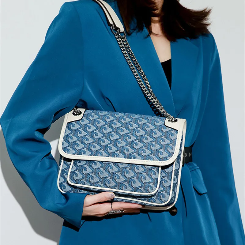 Роскошная дизайнерская женская сумка, холщовые сумки через плечо для женщин, наплечная контрастная кожаная сумочка-клатч на цепочке для подмышек
Роскошная дизайнерская женская сумка, холщовые сумки через плечо для женщин, наплечная контрастная кожаная сумочка-клатч на цепочке для подмышек