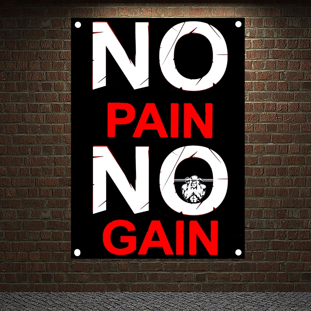 

NO PAIN NO GAIN Motivational Workout Posters Exercise Banners Flags Wall Art Canvas Painting Tapestry Mural Gym Home Decor a1