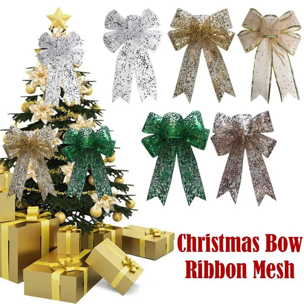 Christmas Bow Ribbon Mesh Finished Bow Christmas Gold Sequins Decorative Ribbon Christmas Tree Decoration Bow Knot Gift Decor
Christmas Bow Ribbon Mesh Finished Bow Christmas Gold Sequins Decorative Ribbon Christmas Tree Decoration Bow Knot Gift Decor