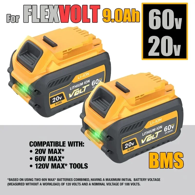 For Dewalt FLEXVOLT 20V/60V MAX Battery 9Ah DCB609 Lithium-ion DCB606 DCB612 DCB609 DCB205 DCB200 DCB182 Batería for Dewalt 20V
For Dewalt FLEXVOLT 20V/60V MAX Battery 9Ah DCB609 Lithium-ion DCB606 DCB612 DCB609 DCB205 DCB200 DCB182 Batería for Dewalt 20V