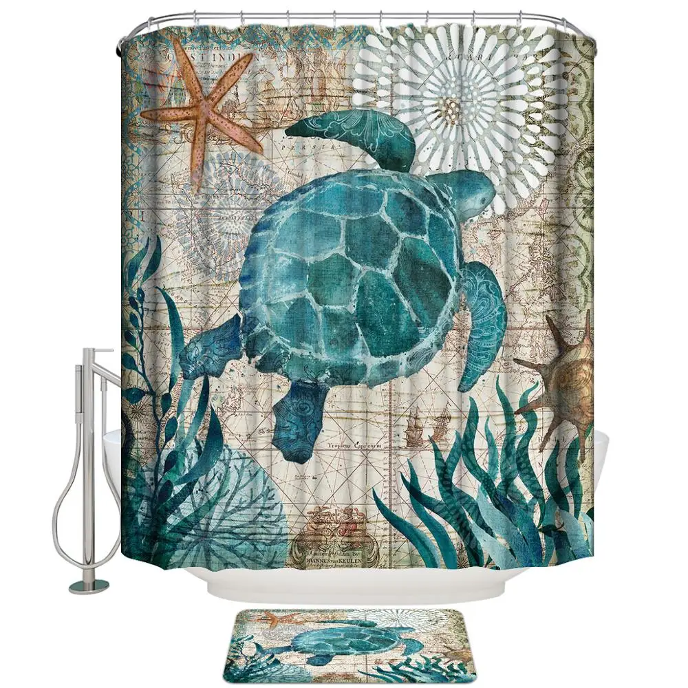 Sea Marine Animal Tortoise Turtle On Rustic Wooden Plank Coastal Beach Polyester Fabric Turtle Shower Curtain For Bathroom
Sea Marine Animal Tortoise Turtle On Rustic Wooden Plank Coastal Beach Polyester Fabric Turtle Shower Curtain For Bathroom