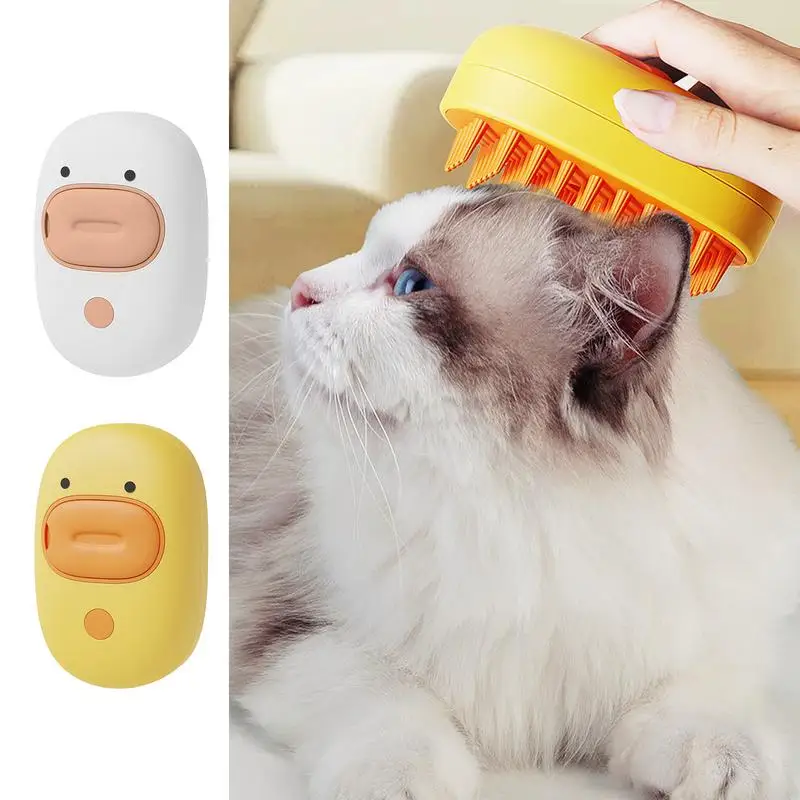 

3 In 1 Cat Water Brush Pet Spray Brush Pet Hair Brush Cleaning Steam Cats And Dog Silicone Duck Cat Shedding Grooming Brush