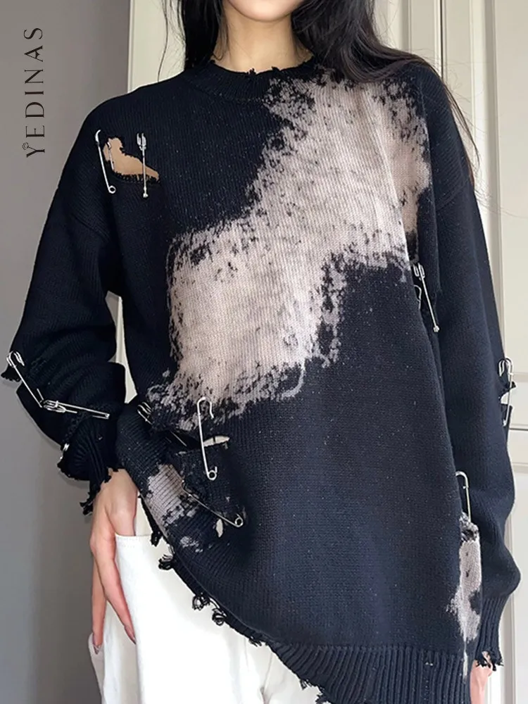 Yedinas Tie Dye Hollow Out Sweater Women Long Sleeve Y2k Korean Style Knitted Pullover Pin Hole Ladies Jumper Autumn Winter Tops
Yedinas Tie Dye Hollow Out Sweater Women Long Sleeve Y2k Korean Style Knitted Pullover Pin Hole Ladies Jumper Autumn Winter Tops