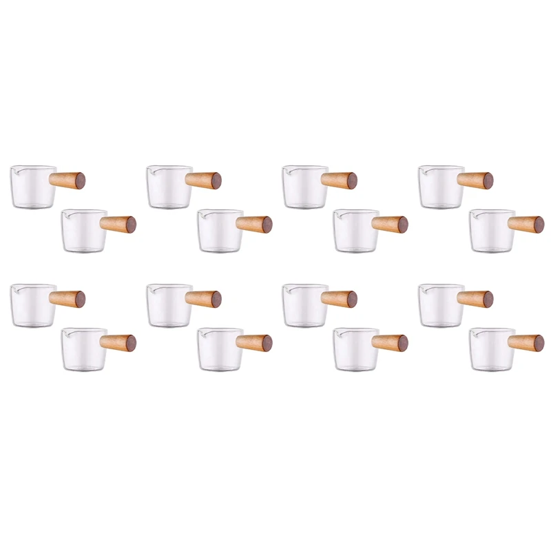 16PCS Transparent Glass Creamer With Wooden Handle, Mini Coffee Milk Creamer Pitcher. 50Ml
16PCS Transparent Glass Creamer With Wooden Handle, Mini Coffee Milk Creamer Pitcher. 50Ml