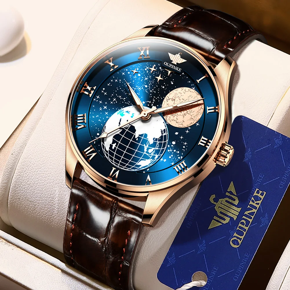 OUPINKE Men's Luxury Watch Automatic Mechanical Watches Moon Phase Saphhire Crystal Mirror Leather Strap Waterproof Wristwatches
OUPINKE Men's Luxury Watch Automatic Mechanical Watches Moon Phase Saphhire Crystal Mirror Leather Strap Waterproof Wristwatches