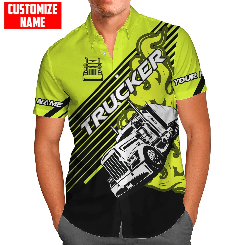Summer Harajuku Short sleeve Shirts Custom Name Trucker Pattern 3D Printed Men's Hawaiian Shirt Unisex Casual Beach Shirt CP02
Summer Harajuku Short sleeve Shirts Custom Name Trucker Pattern 3D Printed Men's Hawaiian Shirt Unisex Casual Beach Shirt CP02